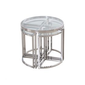 VERONA BIJZETTAFEL | Ø60X55 CM TRANSPARANT 5-DELIG