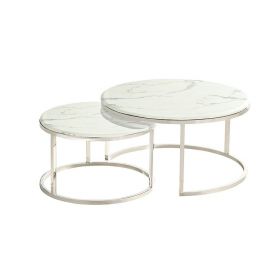 MESSINA SALONTAFEL | Ø80X42 CM MARMER 757  2-DELIG