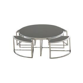 VERONA SALONTAFEL | Ø100X42 CM ZWART 5-DELIG