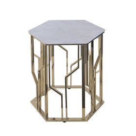 TARANTO BIJZETTAFEL GOUD | 55X50X55 CM MARMER 928