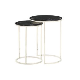 BOLOGNA BIJZETTAFEL | Ø45X58 CM ZWART MARMER 1022 2-DELIG