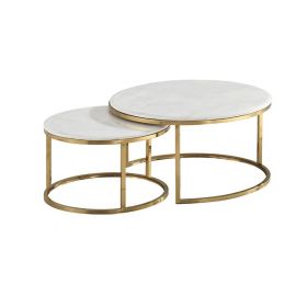 MESSINA SALONTAFEL GOUD | 80*42CM MARMER 928  2-DELIG