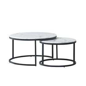 MESSINA COFFEE TABLE MATT BLACK | Ø80X42 CM  MARMER  2-PIECE