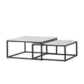 GENUA COFFEE TABLE MATT BLACK | 90X90X42 CM  MARMER  2-PIECE