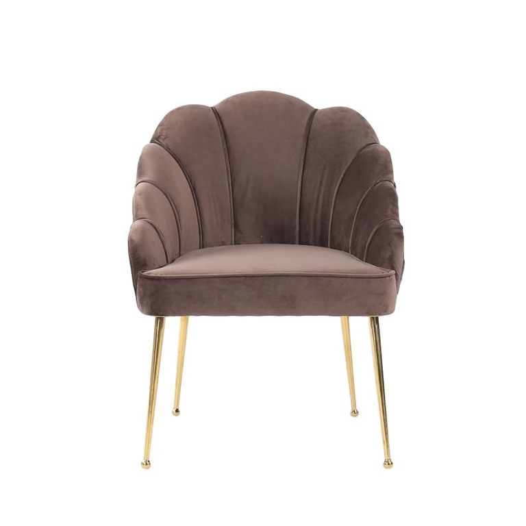 EMILLIA DINNER CHAIR GOLD | BROWN FABRIC MJ11-82
