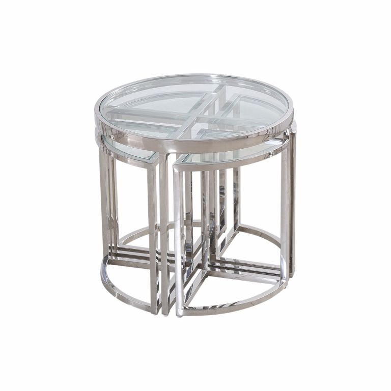 VERONA BIJZETTAFEL | Ø60X55 CM TRANSPARANT 5-DELIG