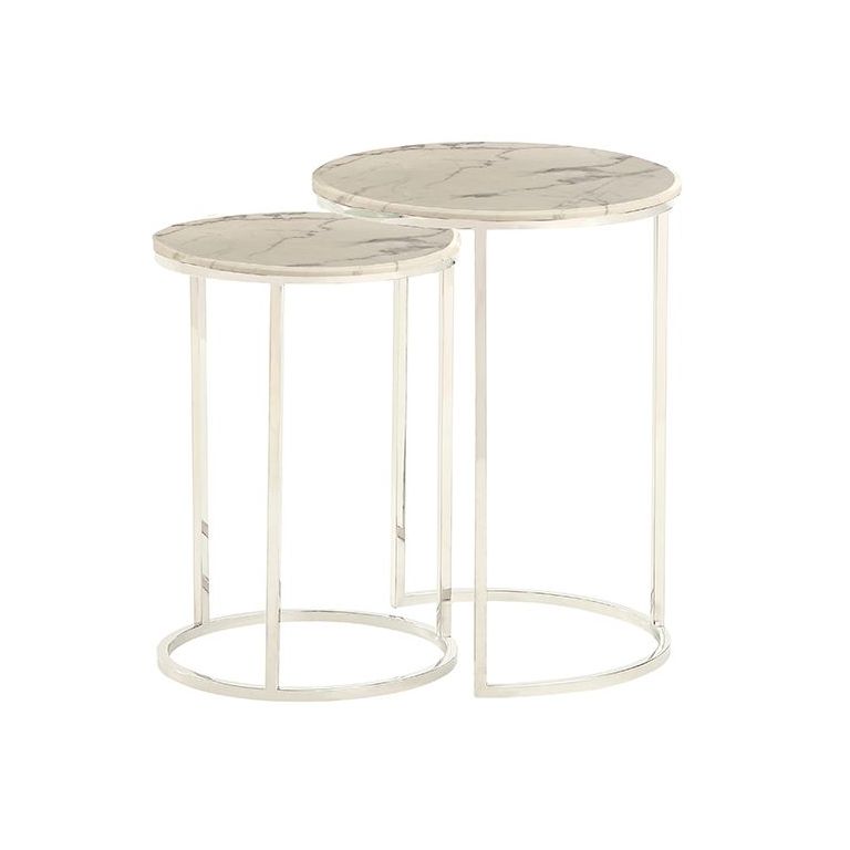 BOLOGNA BIJZETTAFEL | Ø45X58 CM MARMER 757-1  2-DELIG