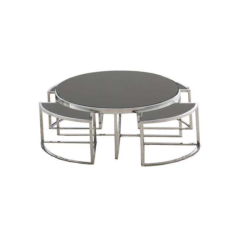 VERONA SALONTAFEL | Ø100X42 CM TRANSPARANT 5-DELIG