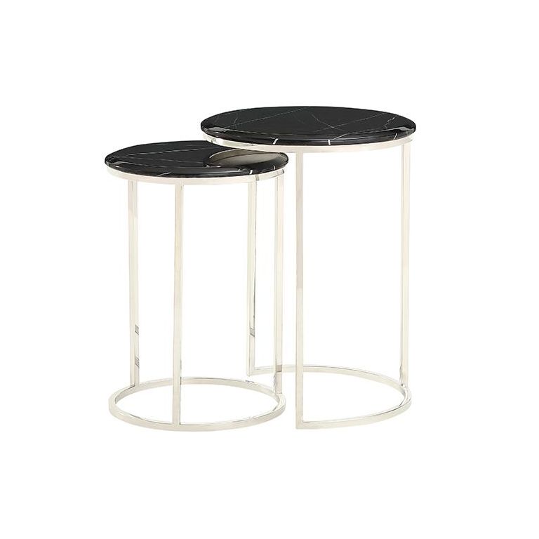 BOLOGNA BIJZETTAFEL | Ø45X58 CM ZWART MARMER 1022 2-DELIG