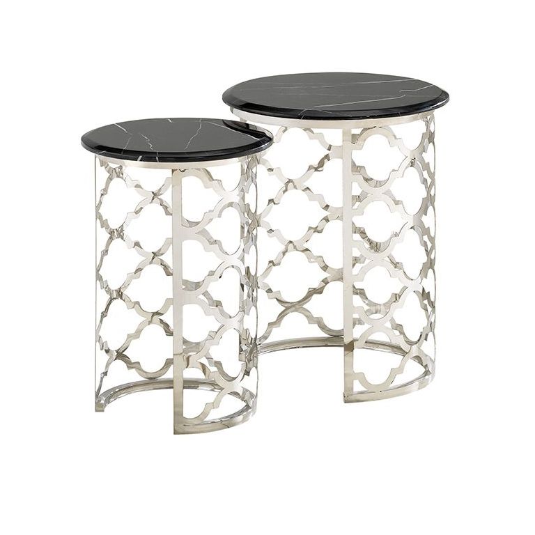 FORLI SIDE TABLE | Ø50X55 CM BLACK MARBLE 1022  2-PIECE