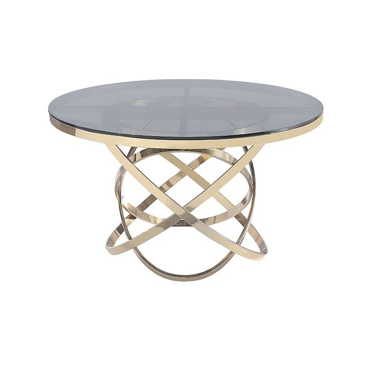 TRENTO DINNER TABLE GOLD | Ø130X76 CM GREY