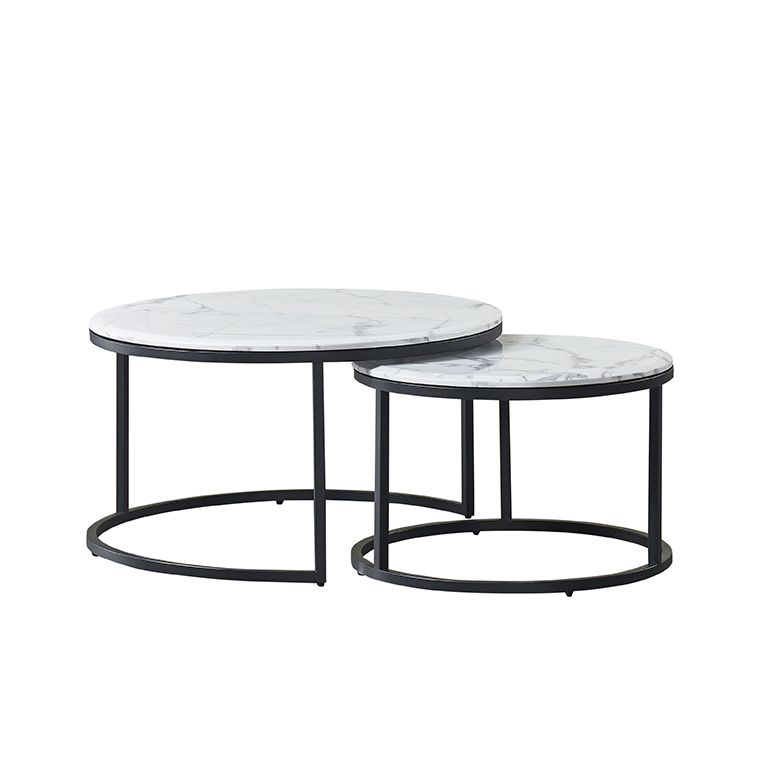 MESSINA COFFEE TABLE MATT BLACK | Ø80X42 CM  MARMER  2-PIECE