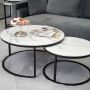 MESSINA COFFEE TABLE MATT BLACK | Ø80X42 CM  MARMER  2-PIECE