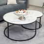 MESSINA COFFEE TABLE MATT BLACK | Ø80X42 CM  MARMER  2-PIECE